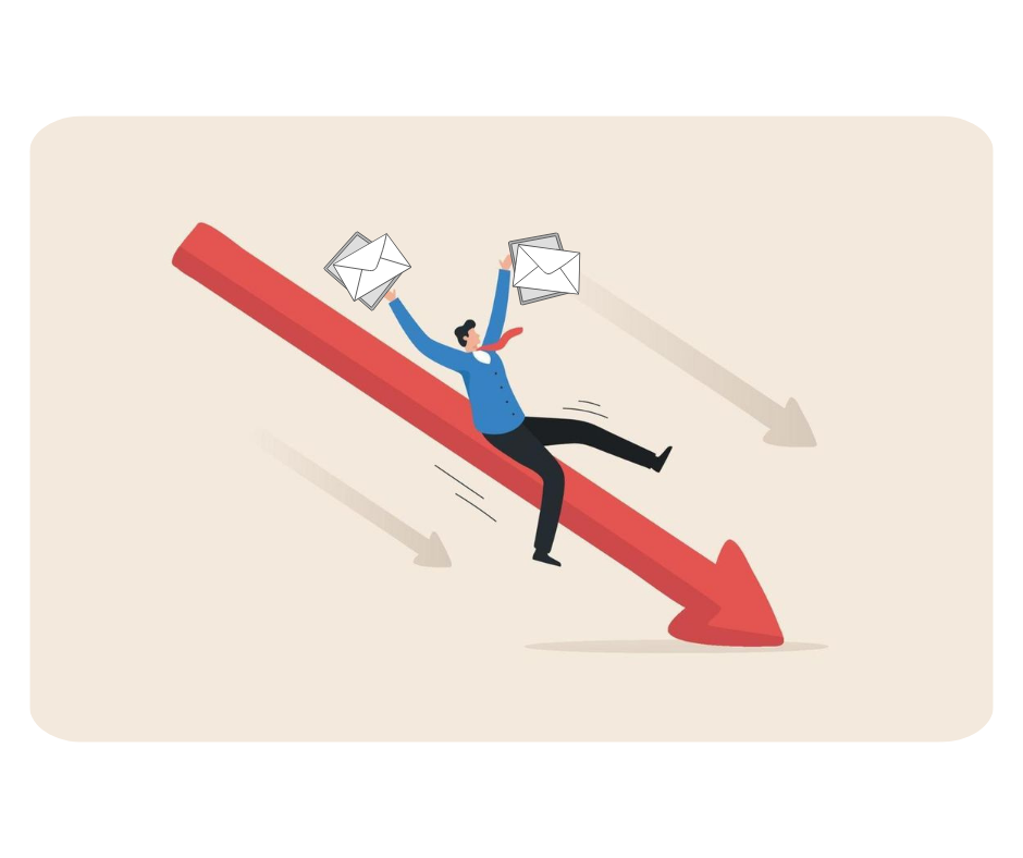 Line graph demonstrating declining response rates in traditional B2B lead generation.
