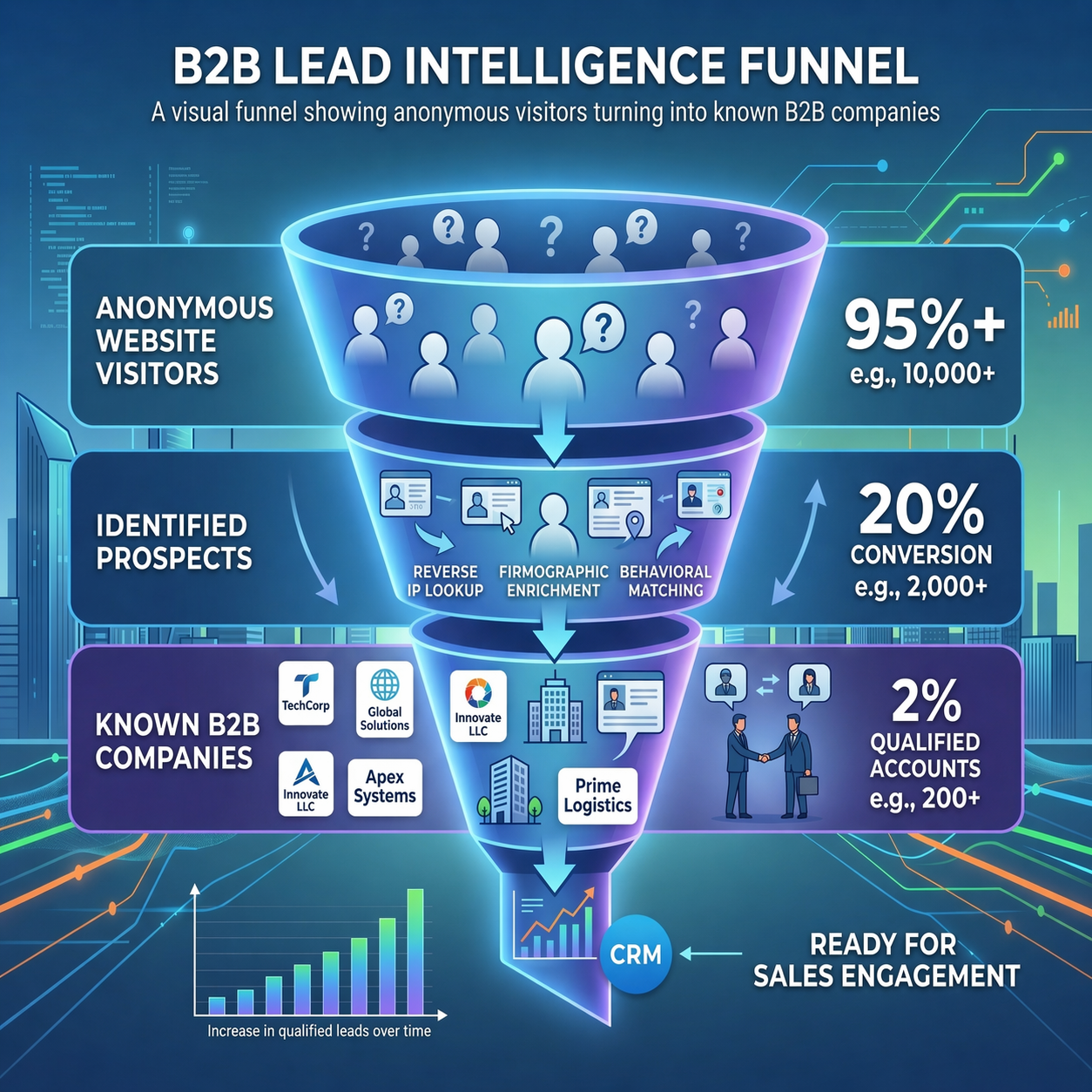 Dynamic Leads dashboard identifying anonymous website traffic and converting it into B2B leads.