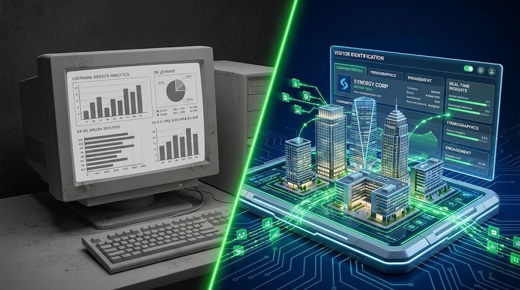 Website analytics compared with visitor identification software