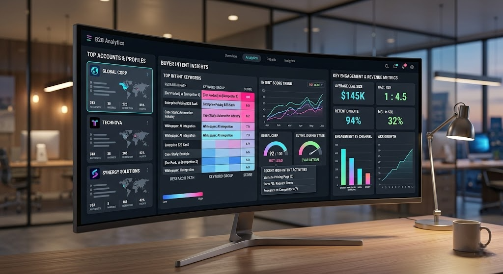 B2B lead generation software dashboard identifying website visitors