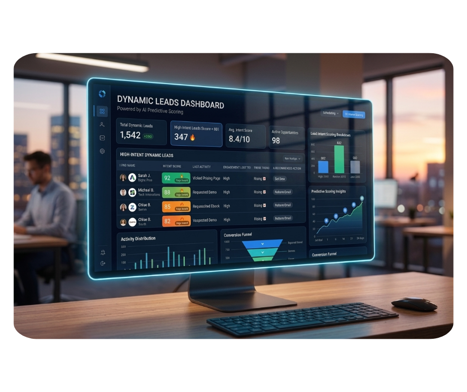 Dynamic Leads dashboard identifying high-intent dynamic leads using AI predictive scoring