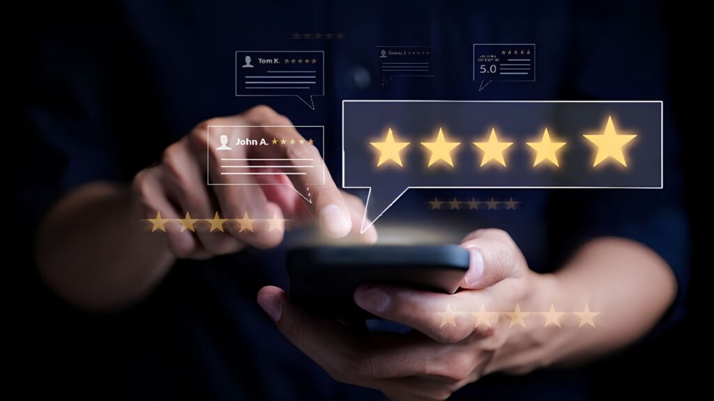 a purposeful content post generating 5-star reviews
