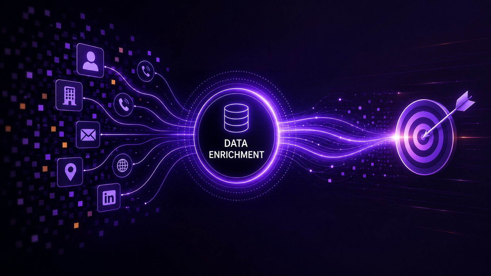 Infographic showing data enrichment b2b pipeline conversion metrics.
