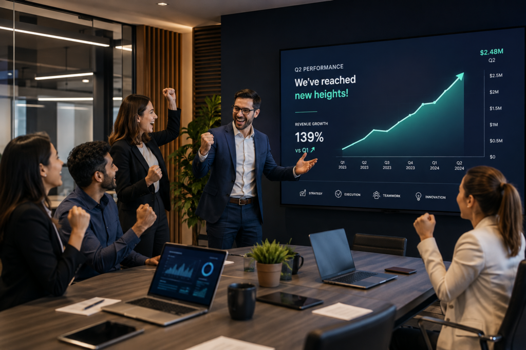 Software company team experiencing rapid growth through B2B lead generation software.