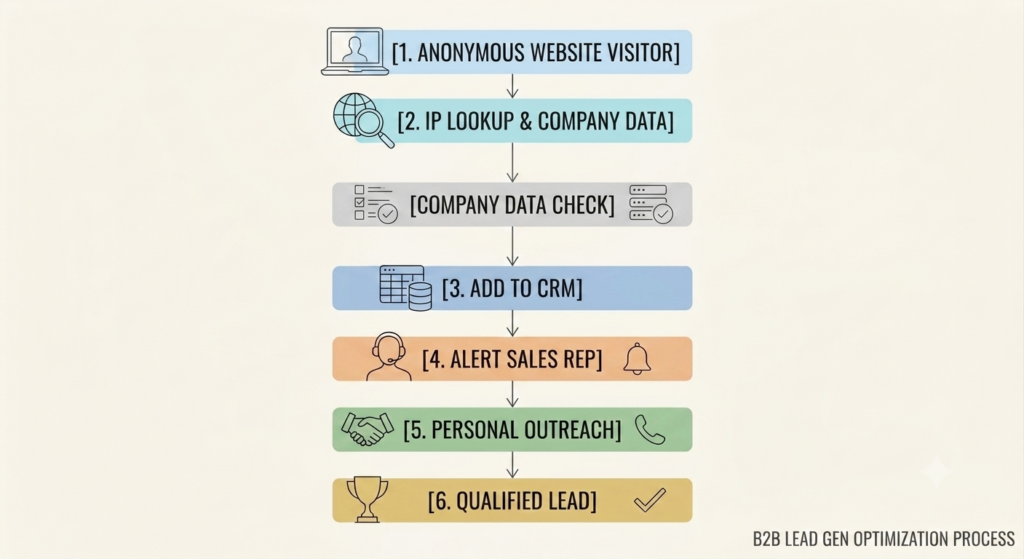 anonymous visitor identification workflow flowchart, marketing automation workflows