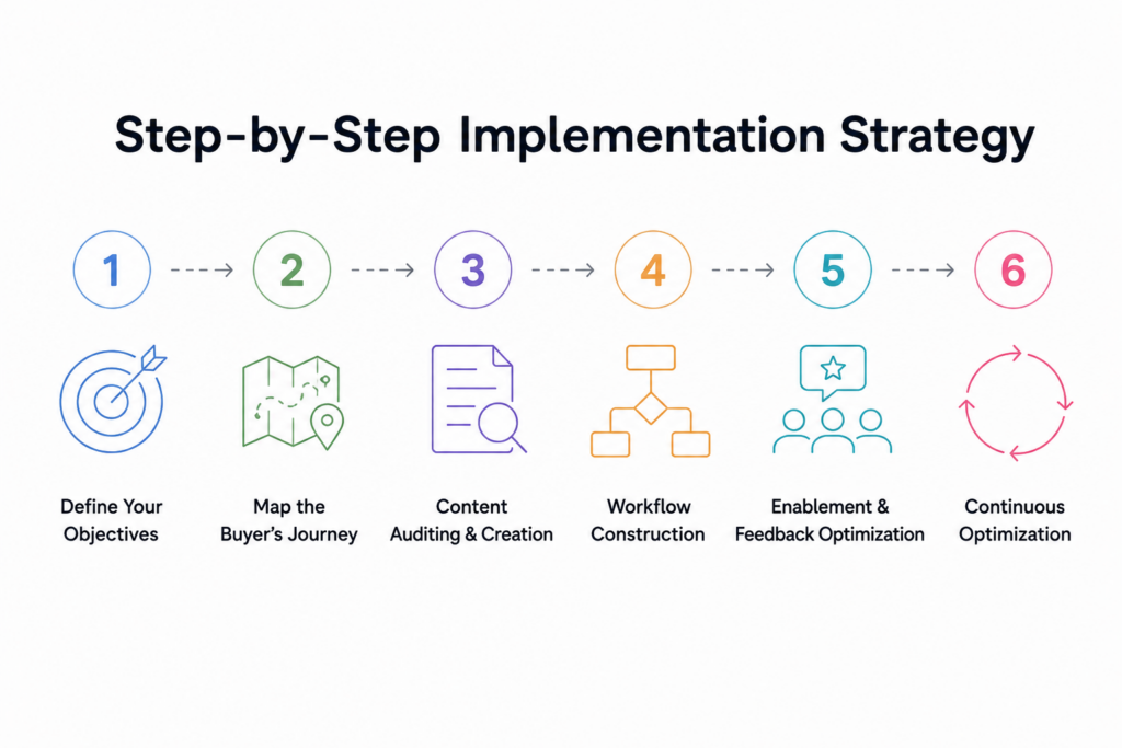 A flow diagram illustrating a b2b marketing automation lifecycle from data capture to sales hand-off.